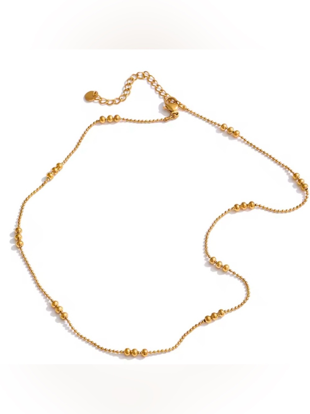 Gold Beaded Station Necklace - Unbranded